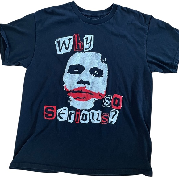 THE DARK KNIGHT JOKER BLACK GRAPHIC T-SHIRT “Why So Serious” Heath Ledger Movie - Picture 1 of 8